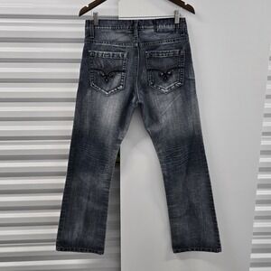 Helix Slim Boot Jeans‎ Men's 30x30 Gray Wash Distressed Fade Denim Pants